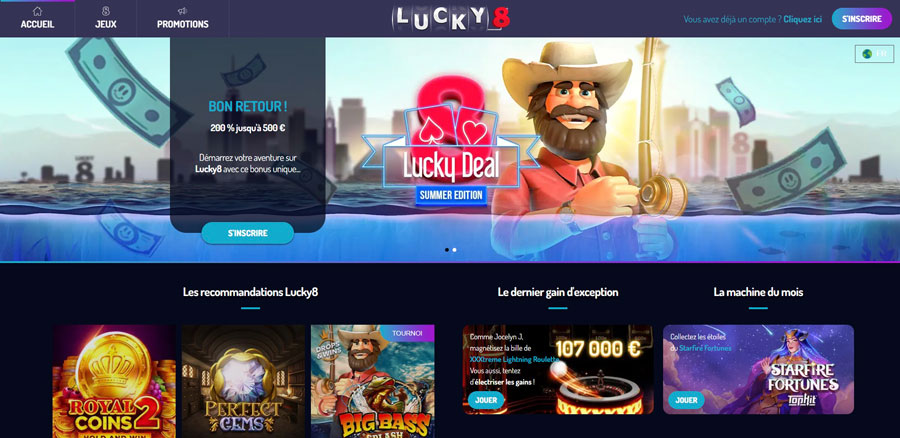 Page d'accueil Lucky8 Casino