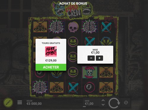 Interface achat de bonus Chaos Crew