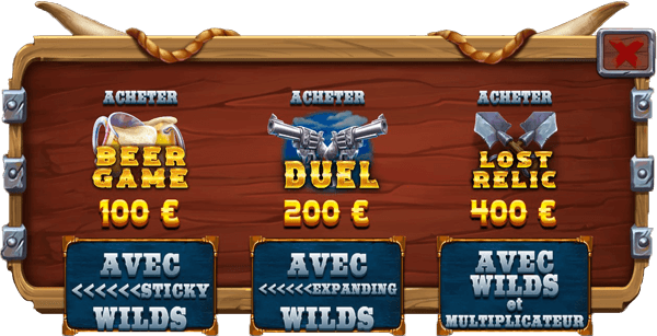Achat de bonus sur Wild West Duels