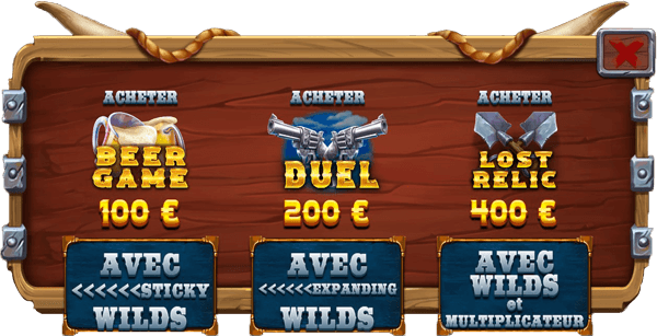 Achat de bonus sur Wild West Duels