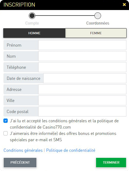 Inscription partie 2 Casino770