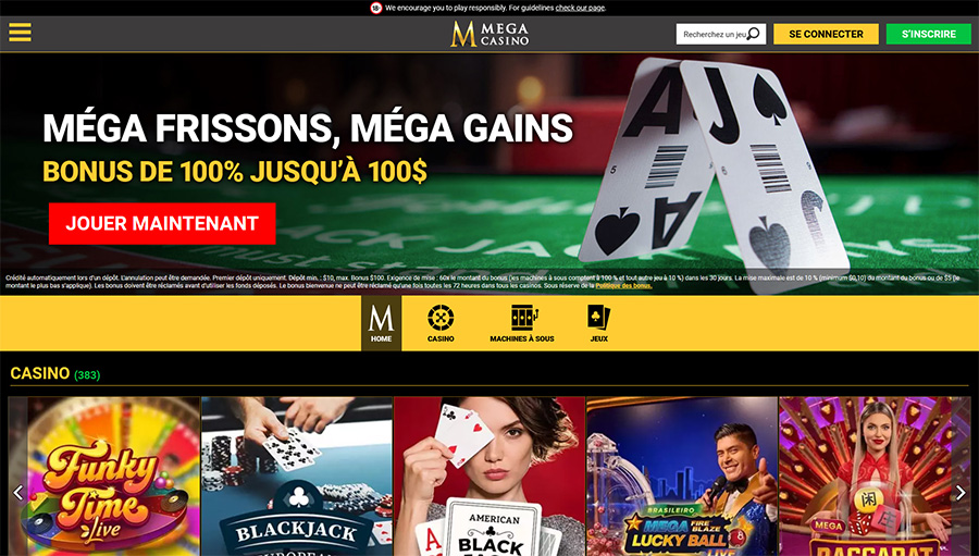 Page d'accueil Mega Casino