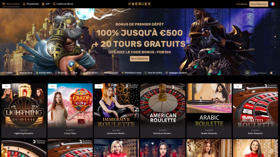 Page d'accueil Premier Casino