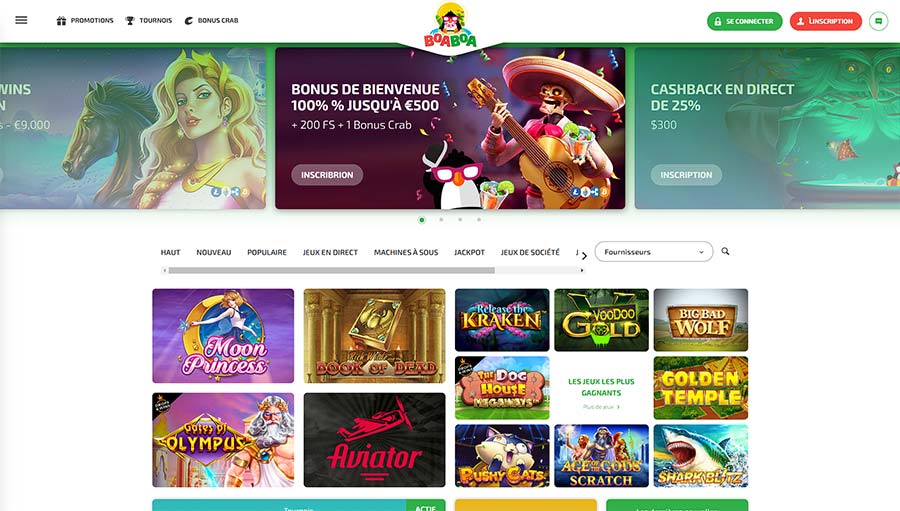 Page d'accueil Boaboa Casino