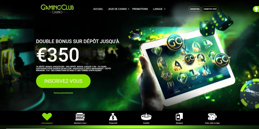 Page d'accueil Gaming Club Casino