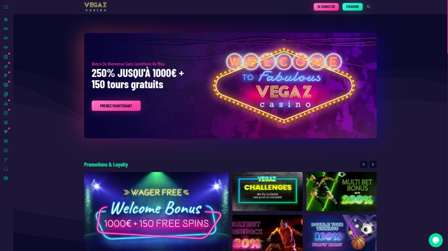 page accueil Vegaz Casino