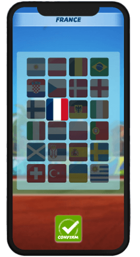 Choix du Pays Jeu du Penalty Mobile