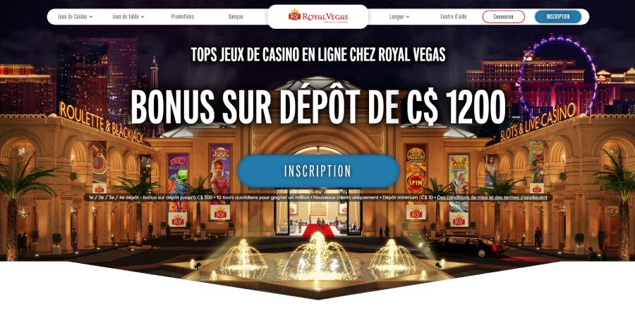 Page d'accueil Royal Vegas