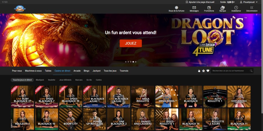 Page Live Casino All Slots