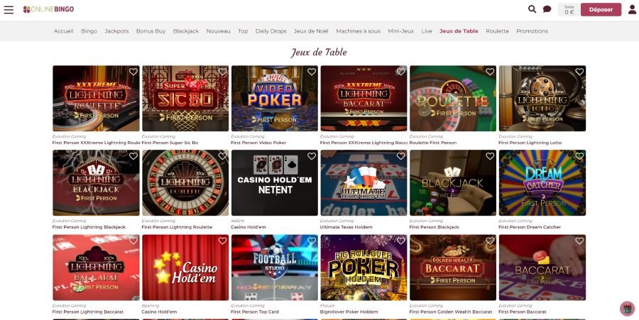 Online Bingo Jeux de table