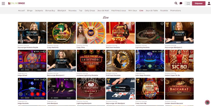 Casino en direct OnlineBingo