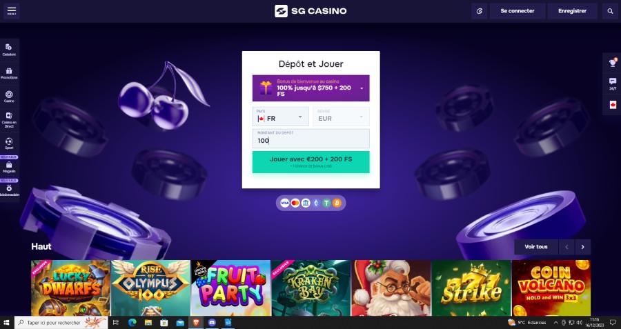 SG Casino page d'accueil