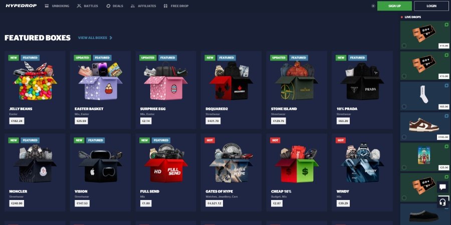 Page d'accueil HypeDrop