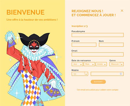 Inscription Arlequin Casino étape 1