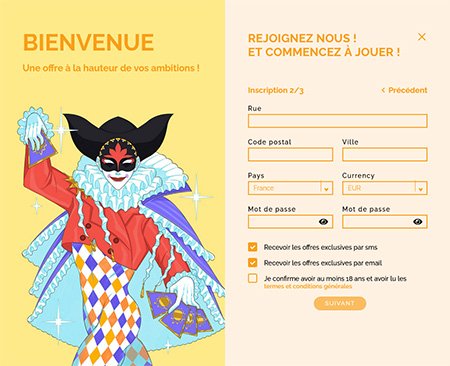Inscription Arlequin Casino étape 2