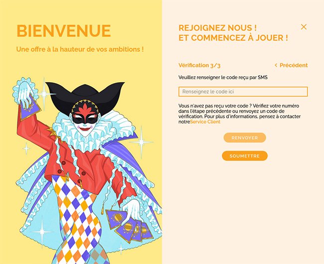 Inscription Arlequin Casino étape 3