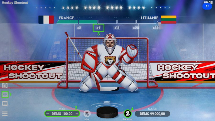 Diversos detalhes sobre Hockey Shootout da Evoplay
