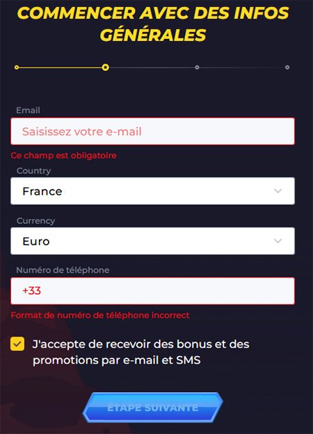 Inscription Powbet étape 2