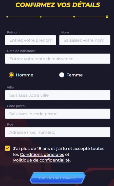 Inscription Powbet étape 4