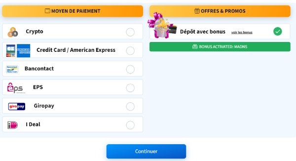 Méthode de dépôt Caz-Win Casino