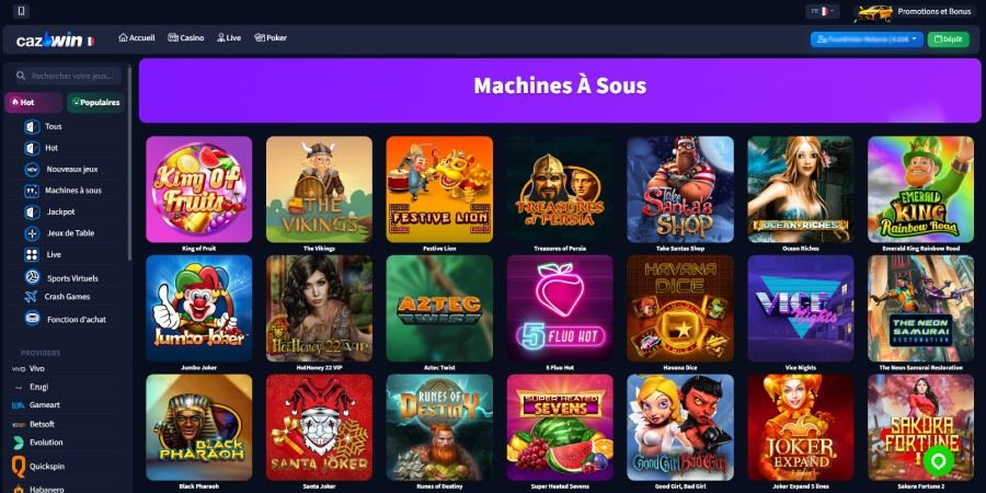 Casino CazWin machines à sous