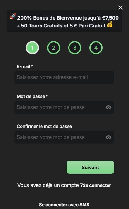 BatBlast Casino inscription étape 1