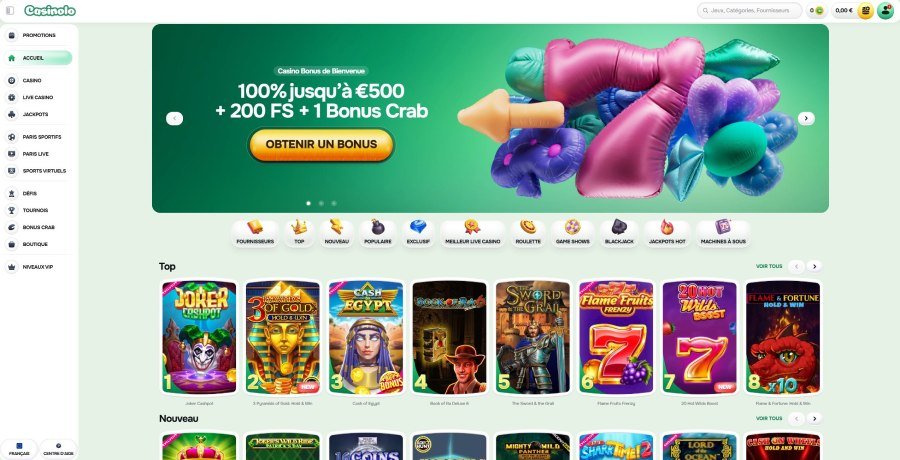 Casinolo Casino page d'accueil