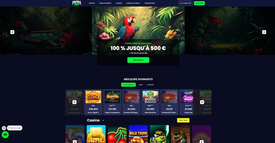 PampaGo casino page d'accueil