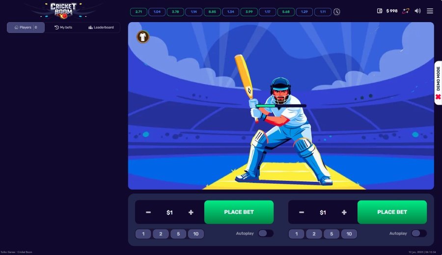 Cricket Boom aperçu du jeu. Début de partie