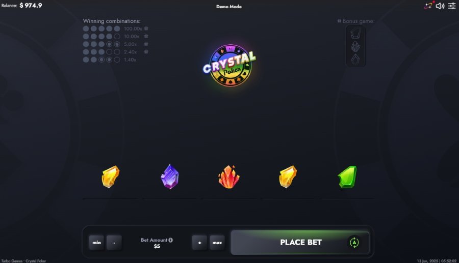 Aperçu du mini-jeu Crystal Poker