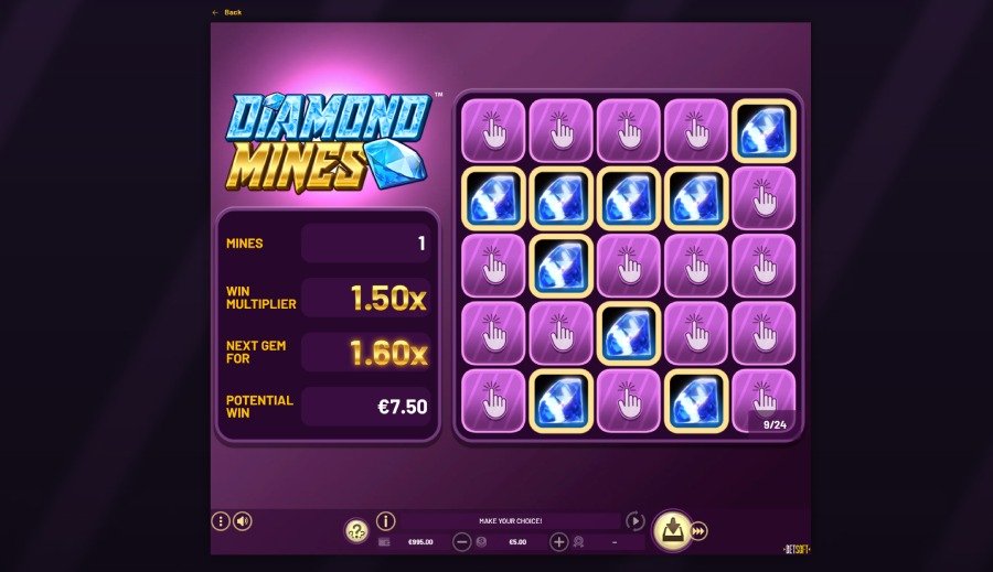 Aperçu du mini-jeu Diamond Mines de Betsoft