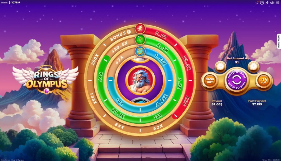 Démo du mini jeux de style Vortex :  Rings of Olympus de Turbo Games