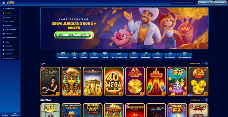 Spins of Glory Casino page d'accueil