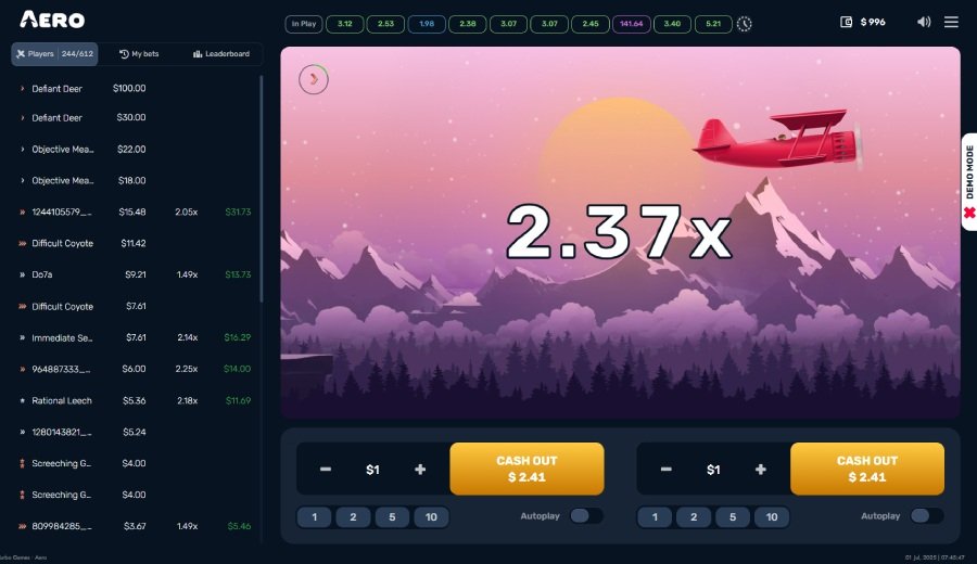 Aperçu du mini-jeu Aero de Turbo Games