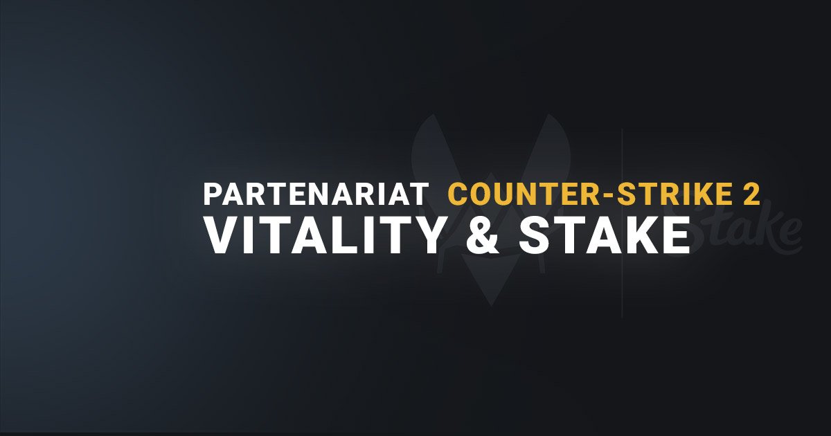 Bannière Vitality x Stake sponsor équipe CS2
