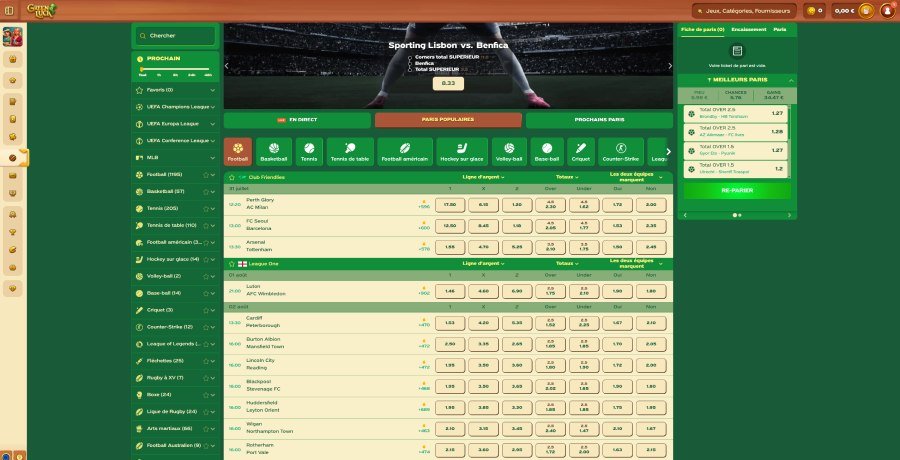 Greenluck Casino section sports