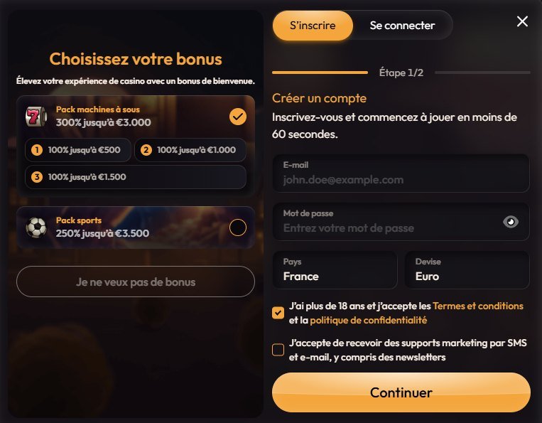Mad casino page d'inscription