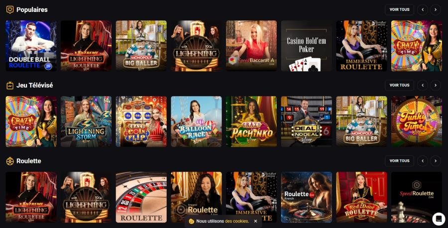 AmonBet Casino page du casino en direct