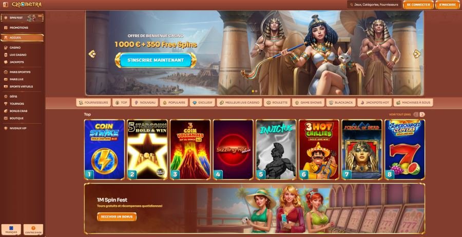 Cleobetra Casino page d'accueil