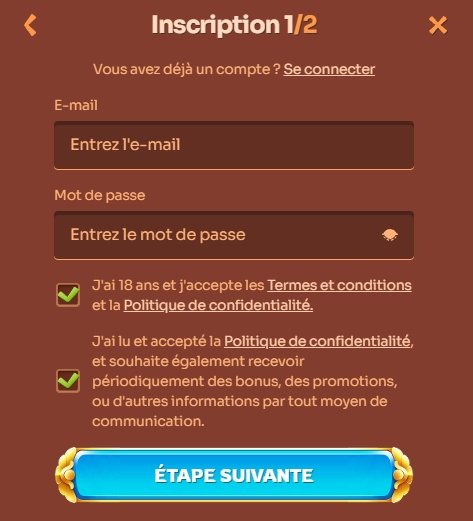 Cleobetra Casino inscription étape 1
