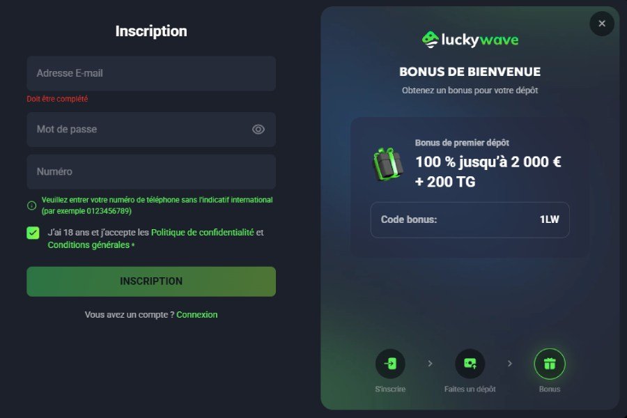 LuckyWave Casino inscription