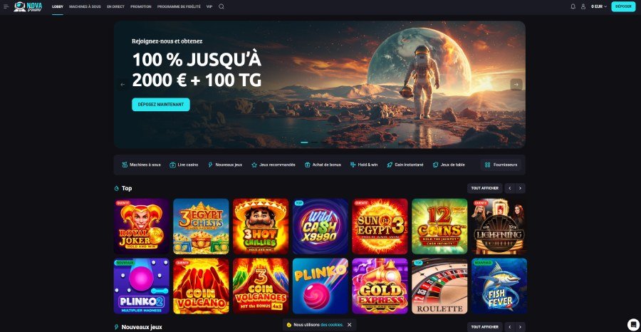 Nova Dreams Casino accueil