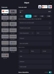 Nova Dreams Casino page dépôt