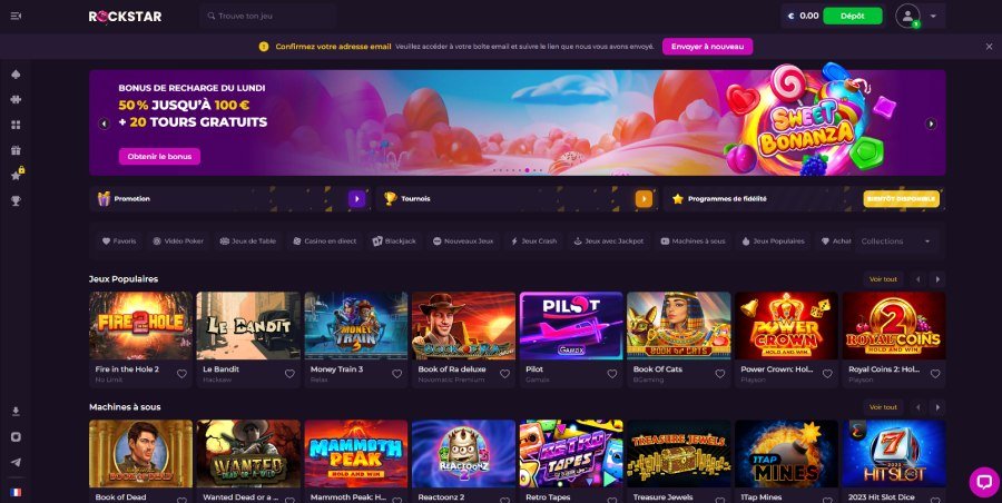 Rockstar Casino page d'accueil