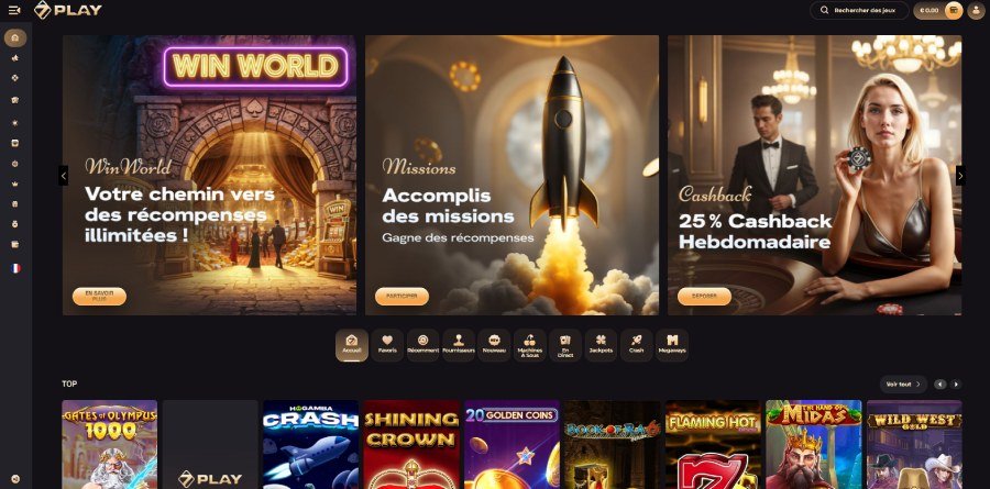SevenPlay Casino page d'accueil