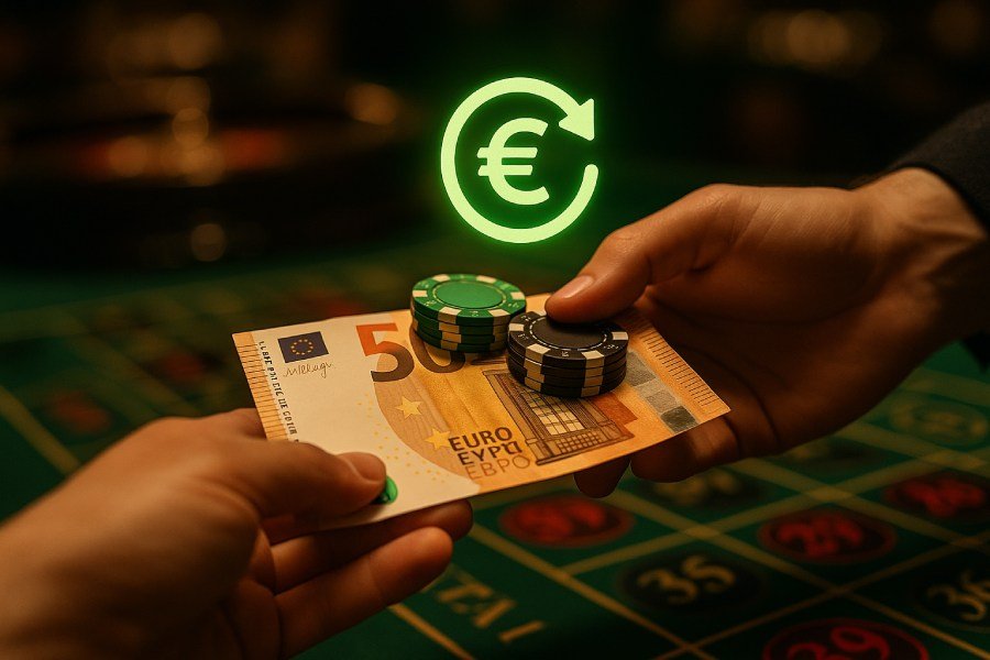 Cashback sans wager casino en ligne. Homme recevant de l'argent
