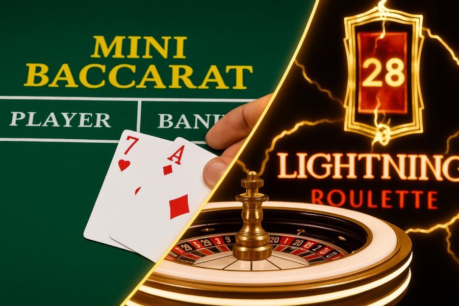 Duel mini-baccarat et Lightning Roulette
