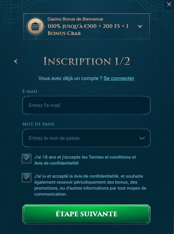 Slotuna casino page inscription 2