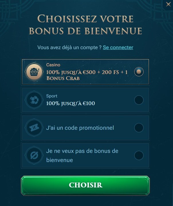 Slotuna casino page inscription 1 choix du bonus