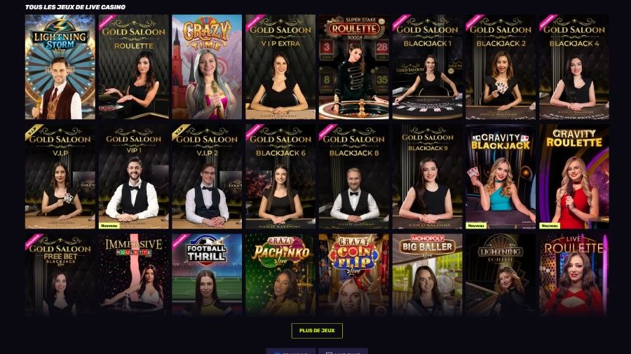 Sportuna Casino, casino en direct